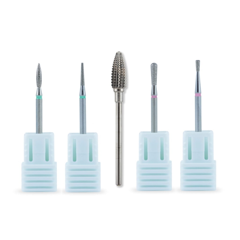 Pięć frezów do manicure, cztery w niebieskich podstawkach – zestaw Manicure Set 3