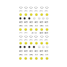 Arkusz naklejek wodnych retro emoji (JN-104) – żółte buźki i napisy Smile