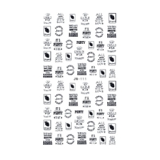 Arkusz naklejek wodnych party time B&W (JN-111) – czarne napisy i etykiety