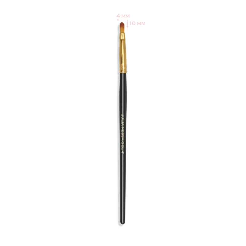Pędzelek Wood Gel Brush 4 – czarna rączka, złota skuwka i płaskie włosie