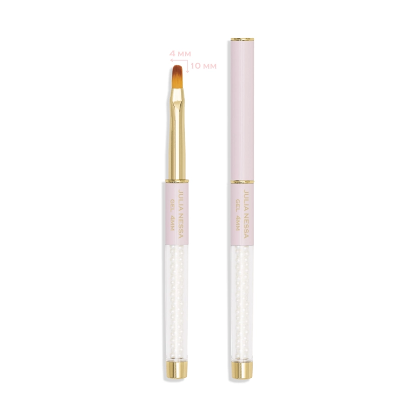 Pędzelek Gel Brush 4 mm różowo-złoty – z nasadką i bez nasadki