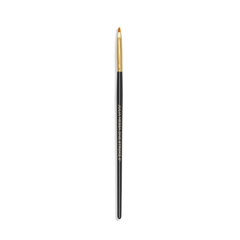 Pędzelek Wood One Stroke 0' Brush – czarna rączka, złota skuwka i płaskie włosie