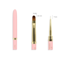 Pędzelek Slim-Gel brush 7mm/6mm różowy – końcówka do żelu i cienki liner w zbliżeniu