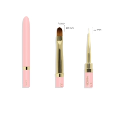 Pędzelek Slim-Gel brush 10mm/6mm różowy – końcówka do żelu i cienki liner w zbliżeniu
