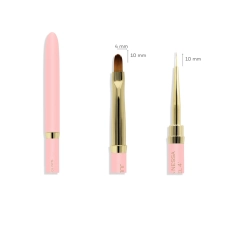 Pędzelek Slim-Gel brush 10mm/4mm różowy – końcówka do żelu i cienki liner w zbliżeniu