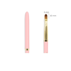 Pędzelek Gel Brush 6mm różowy – owalne włosie i skuwka w zbliżeniu