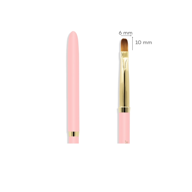 Pędzelek Gel Brush 6mm różowy – owalne włosie i skuwka w zbliżeniu