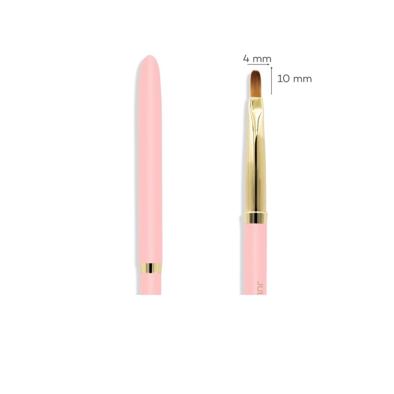 Pędzelek Gel Brush 4mm różowy – owalne włosie i skuwka w zbliżeniu