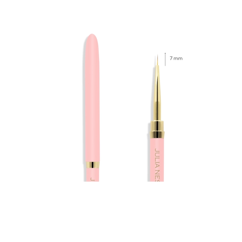 Pędzelek Slim Line Brush 7mm różowy – cienkie włosie i złota skuwka w zbliżeniu