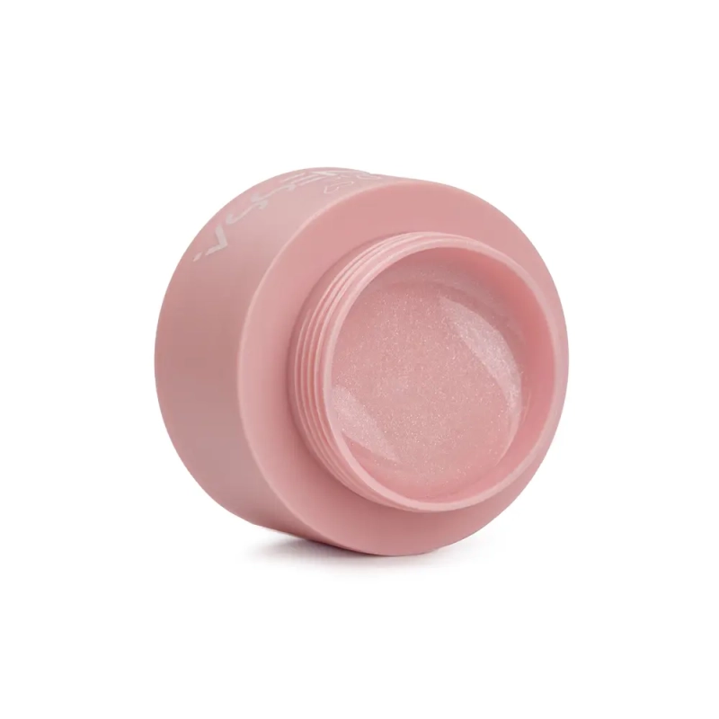 Otwarty słoiczek żelu Tixy Cover Diamond Pink 15 ml z różową masą z drobinkami