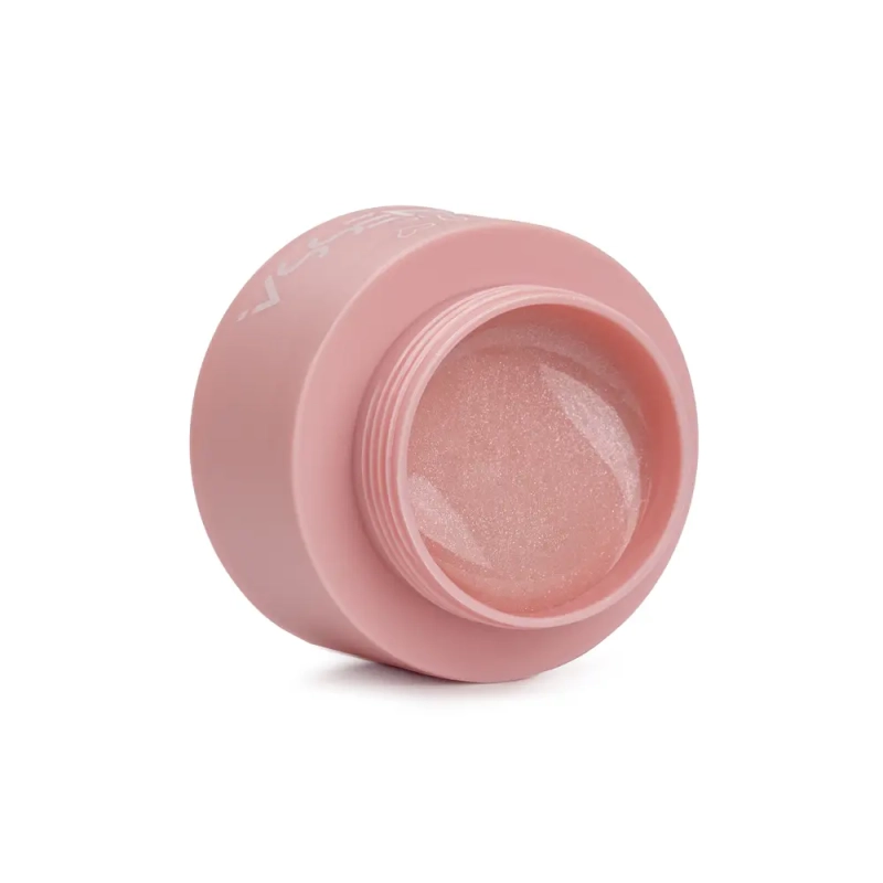 Otwarty słoiczek żelu Tixy Cover Diamond Natural 15 ml z beżoworóżową masą z drobinkami