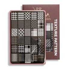 Blaszka do stempli Texture pattern (JN-213) – kratki, pepitka i paski, z opakowaniem