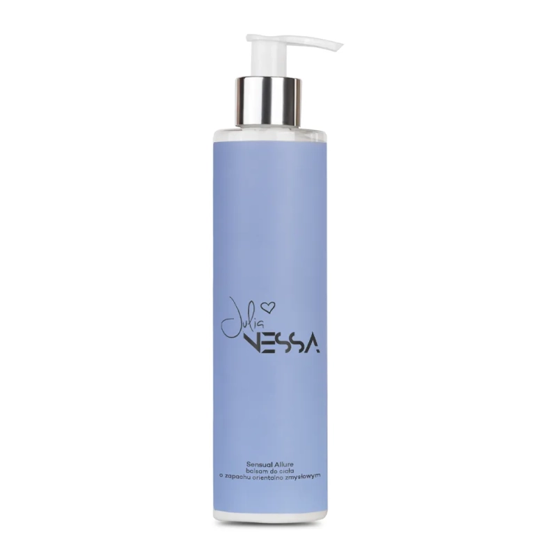 Niebieska butelka z pompką – perfumowany balsam do ciała Sensual Allure 250 ml
