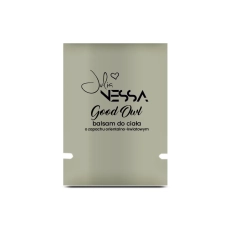 Szarozielona saszetka z próbką perfumowanego balsamu do ciała Good Owl