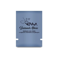 Niebieska saszetka z próbką perfumowanego balsamu do ciała Sensual Allure