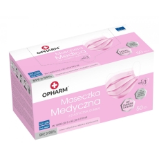 Maska Medyczna Opharm 50 sztuk pudełko różowa