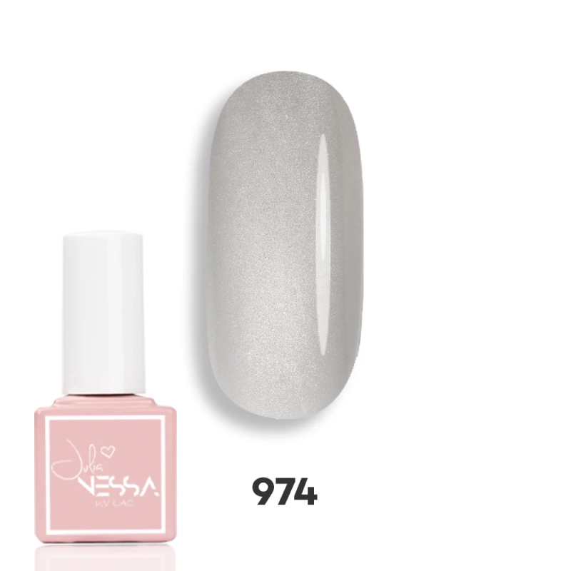 Lakier hybrydowy kocie oko satynowy szary NessaUV lac 974