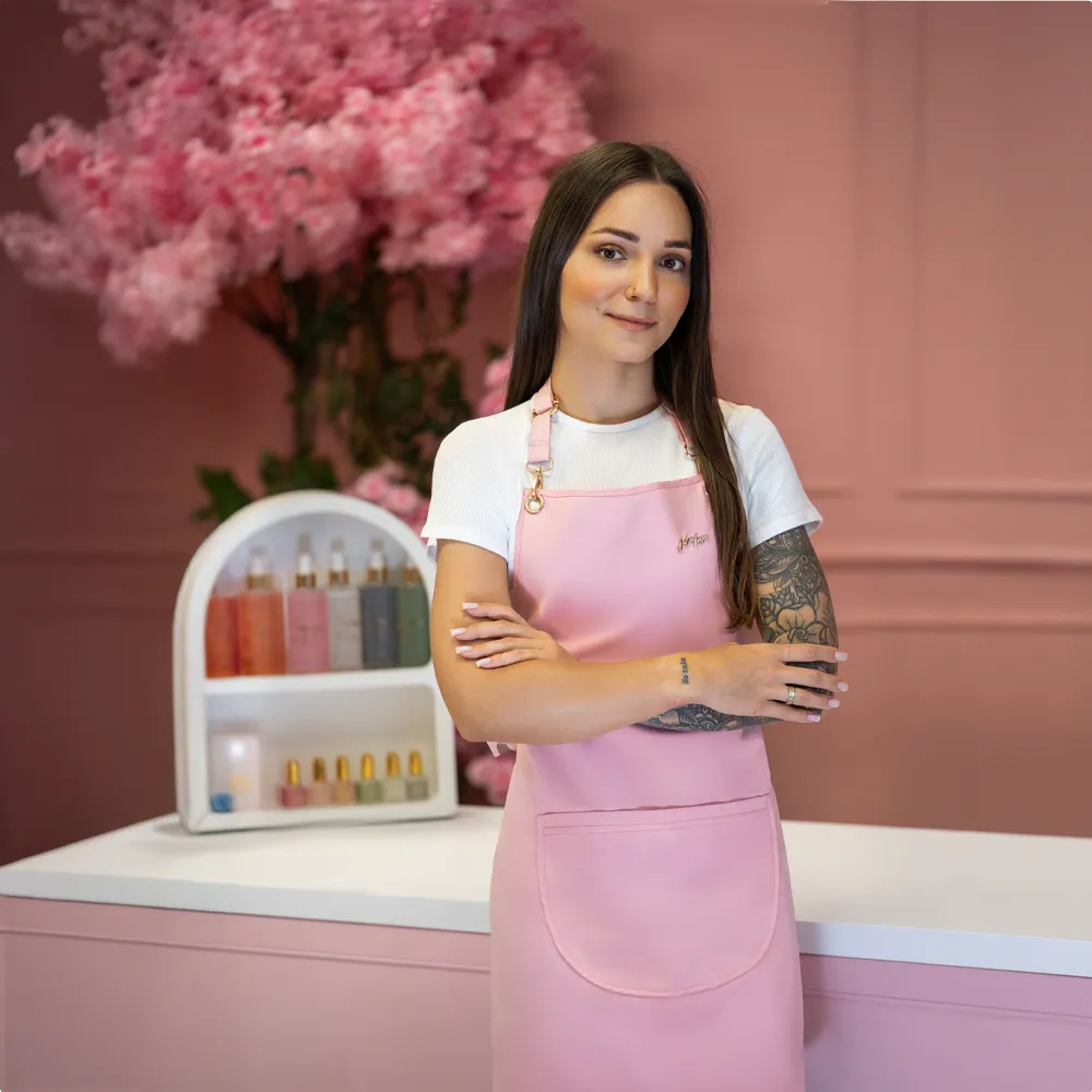 Fartuszek kosmetyczny - pudrowy róż